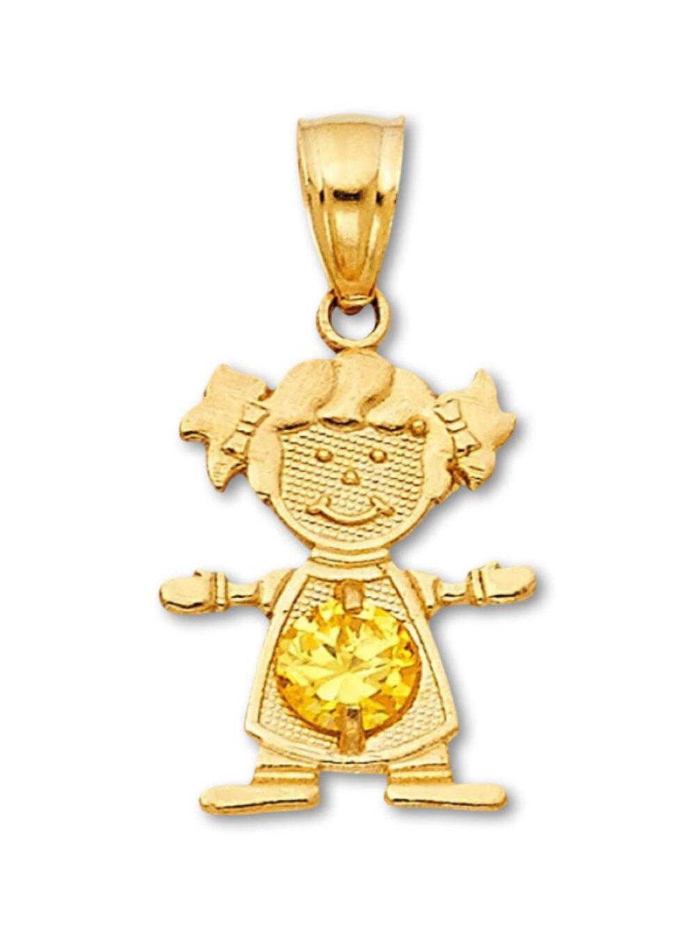 14k Solid Gold November Birthstone Girl Charm By Tehrani Jewelry